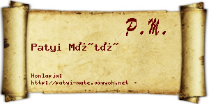 Patyi Máté névjegykártya